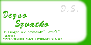 dezso szvatko business card